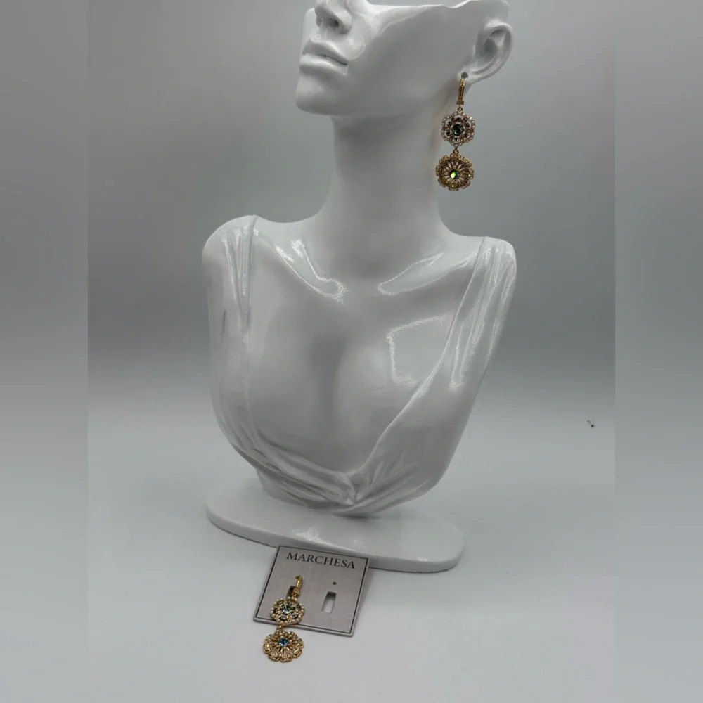 Marchesa Gold-Tone Crystal & Pearl Drop Earrings - Picture 10 of 16